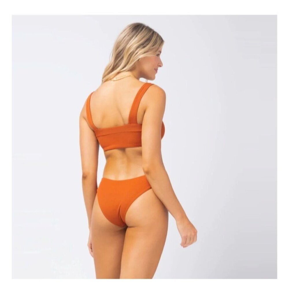 L*Space Womens Sandy Bikini Bottom XS Amber Ribbed Fabric Seamless NWT MSRP $84 - Picture 2 of 7
